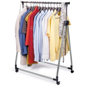 Tatkraft HALLAND | Kleiderständer | Rollbar | Mobil | Stahl, PVC Schwarz | Verstellbar | Maße:  99-167x89x49 CM |