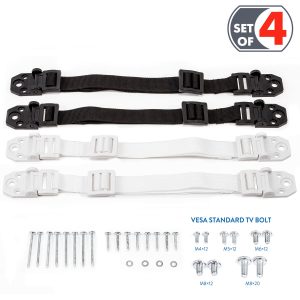 Tatkraft Protect | Universal Sicherheitsgurt | TV Kippsicherung Für Kinder |2 Schwarze 2 Weiße Gurte| Länge Bis 70.4 CM |