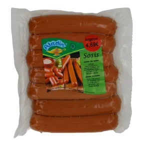 Geflügelwürstchen Aladin | Geflügel-Sosis | Halal, herzhaft | 700g