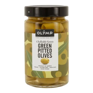 Grüne Oliven Olymp | Chalkidiki entsteint | Vegan, Glutenfrei, Non-GMO | 320 g Glas