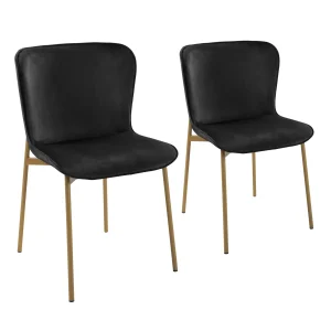 B-Ware MARY 2er Set Esszimmerstühle Schwarz/Gold