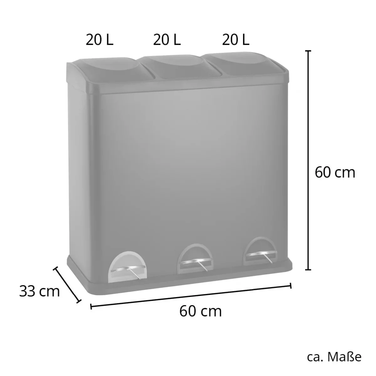 TC3X20 Mülleimer 60 Liter Schwarz – Bild 6