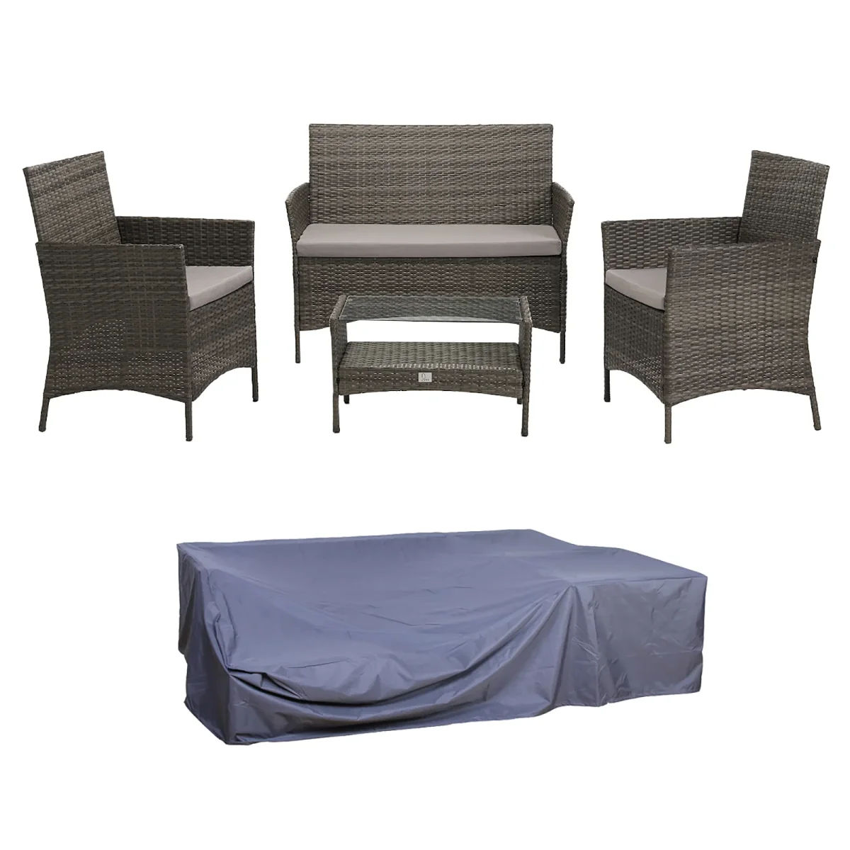 91926 + 91102 Rattan + Haube Brooklyn Set Grau (92926)
