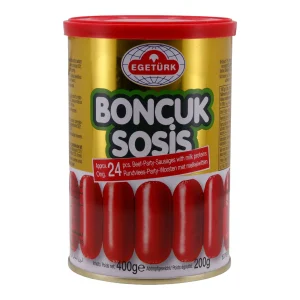 Rindswürstchen EGETÜRK | Boncuk Sosis | Ca. 24 Stück, Eigenhaut, mit Milcheiweiß | 400 g (Abtropfgewicht 200 g)