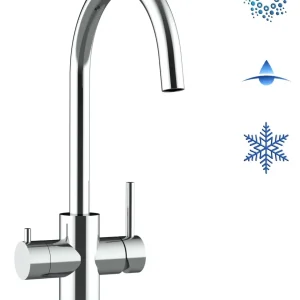 Vizio 5 Wege Wasserhahn Küchenarmatur, Edelstahl Massiv mit 360° schwenkbarem U-Auslauf, Hochglanz Poliert