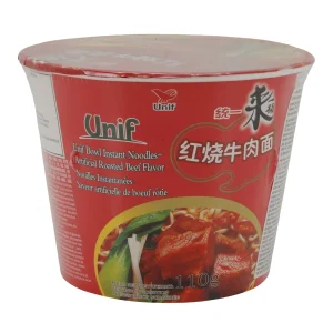 Instant Noodles Unif Bowl | Instantnudeln | Artificial Roasted Beef Flavor | 110 g