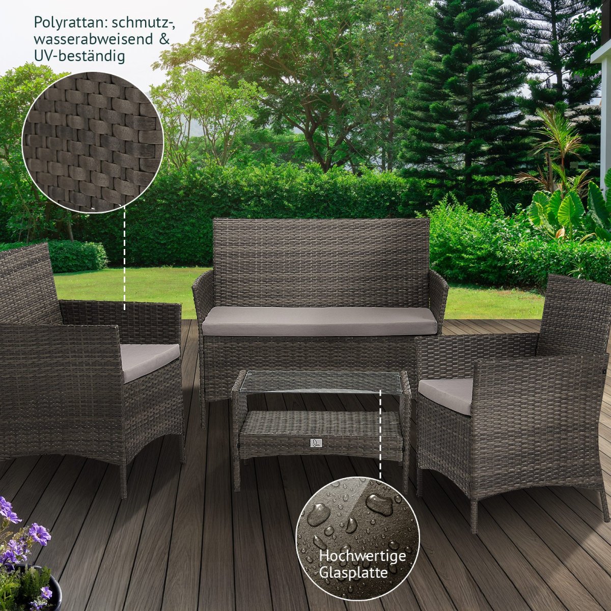 91926 + 91102 Rattan + Haube Brooklyn Set Grau (92926) – Bild 9