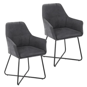 B-Ware JOSIE Dining 2er-Set Esszimmerstuhl Stoff Dunkelgrau